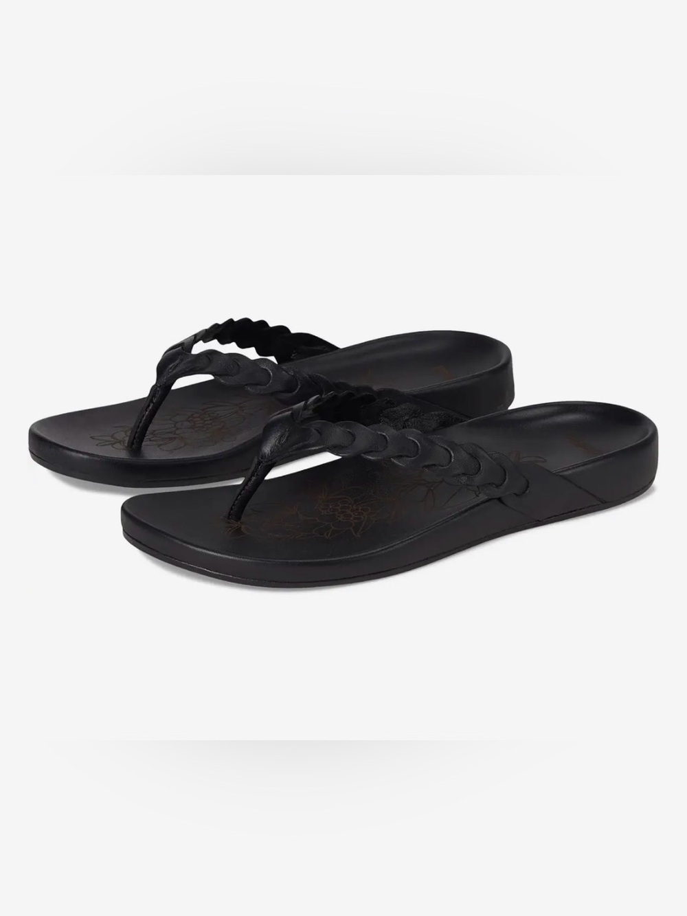 OluKai Lei Braided Leather Thong Sandals / Flip Flops - Black Size 8 - Picture 5 of 14